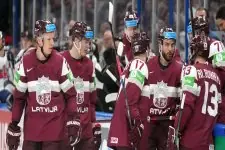Latvia vs Finland. Test game in hockey